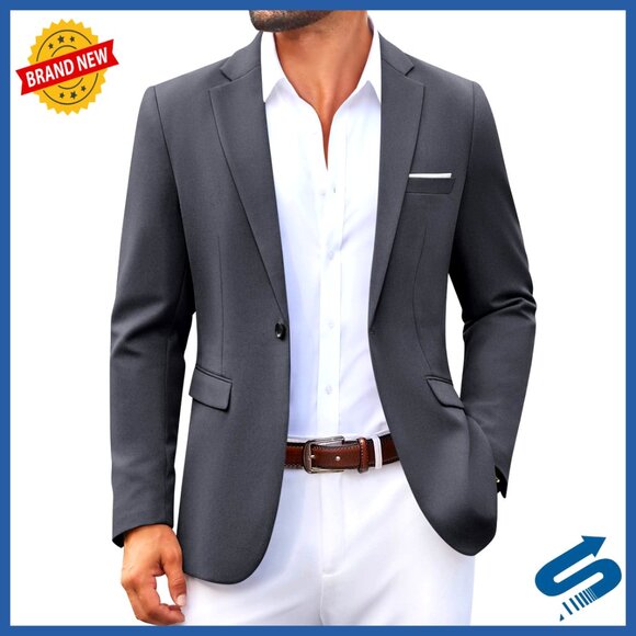 Men's Lightweight Sport Coat Blazer One Button Casual Regular Fit